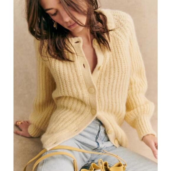 La Maille Sezane Emile Cardigan in Pastel Yellow XS 💛✨ - Picture 1 of 14